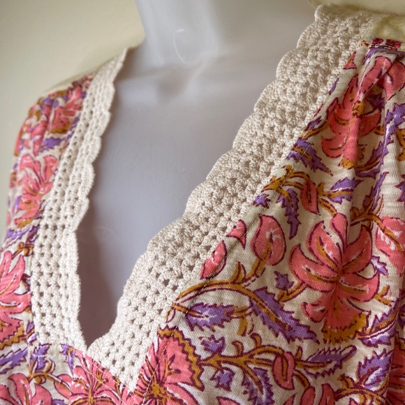 FP NWT Leilani Floral Lace Crochet Jersey Cropped Babydoll Cottagecore Shirt - Picture 8 of 16